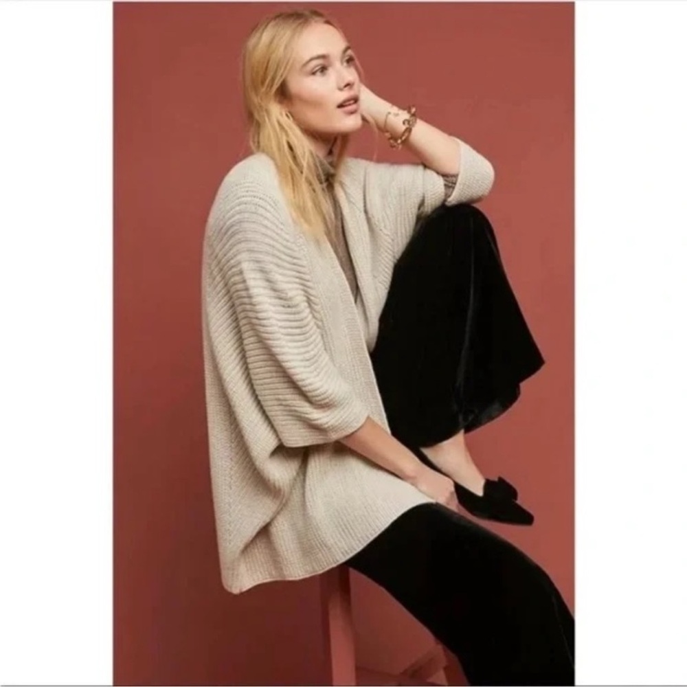 Akemi+Kin Anthropologie Open Front Cardigan Cream Dolman Sleeve, OS fits most